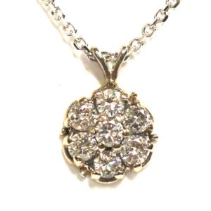 White Gold Diamond Cluster Necklace - 1.00 ct. TW